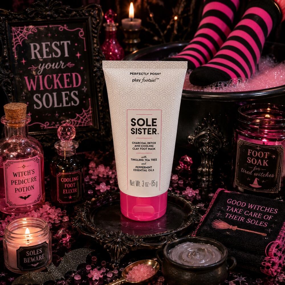 Perfectly Posh Sole Sister Foot Mask 3 oz Charcoal Peppermint Discontinued HTF